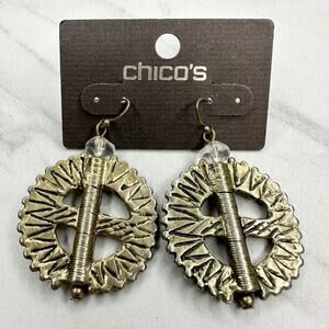 Chico's Arria Chunky Studded Dangle Gold Tone Earrings Pierced Pair